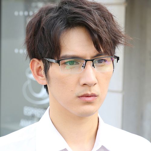 眼镜框男近视 钛合金_新款眼镜近视男防辐射眼镜可配度数眼镜商务半框