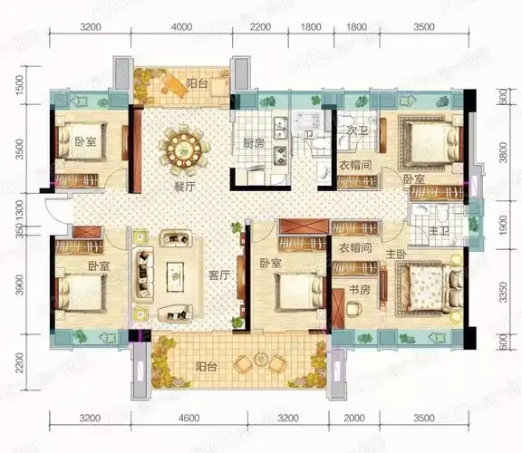天誉壹品5室2厅2卫的户型