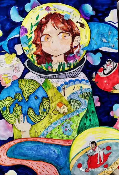 "科创添动能 喜迎二十大"创意绘画作品 - 智慧妈咪网