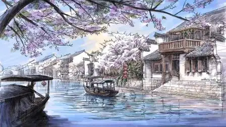 江南水乡建筑手绘—马克笔建筑手绘步骤分享,很适合做设计汇报材料.