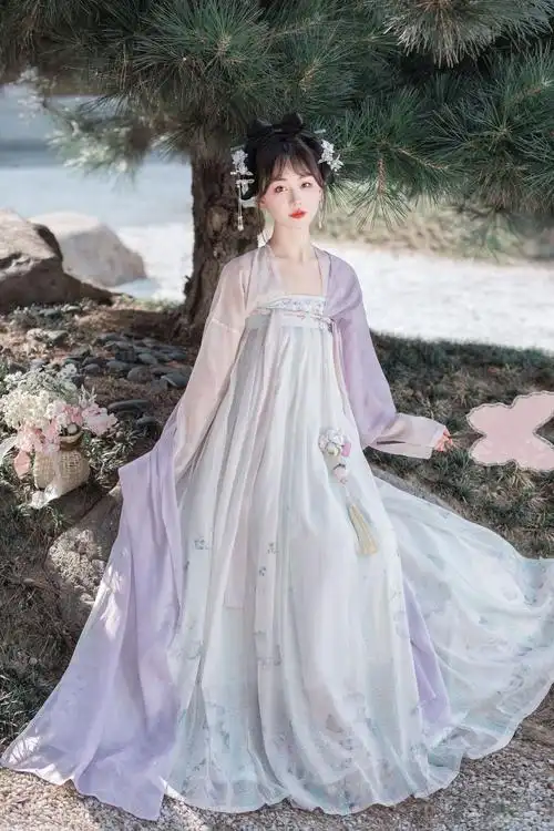 沁悠词原创唐制汉服女复原款夏款飘逸古风中国风齐胸襦裙古装全套
