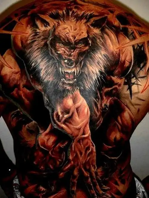 满背狼纹身图案