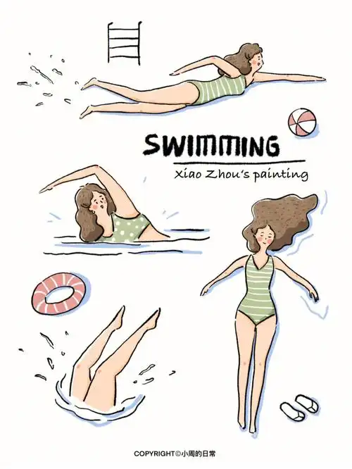 插画好想去游泳啊