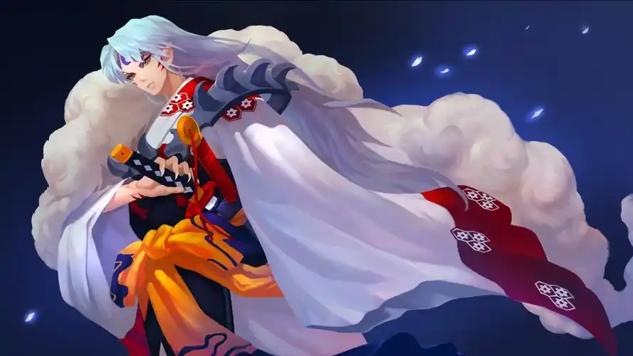 杀生丸霸气的动漫双刀日本武士插画壁纸图片