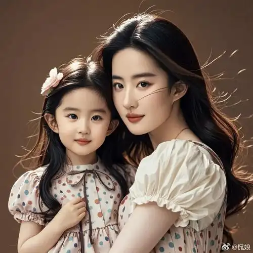 刘亦菲这么好的基因不生宝宝真的太可惜了,朋友制作的她和未来女儿的