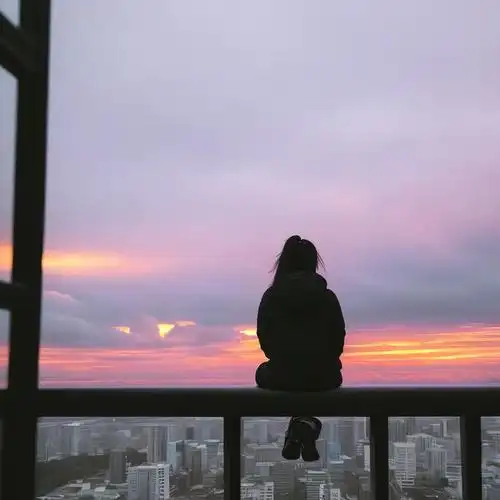 图片生成参数关键字:1女孩,黑色空气,城市景观,云,cloudy_sky,黄昏