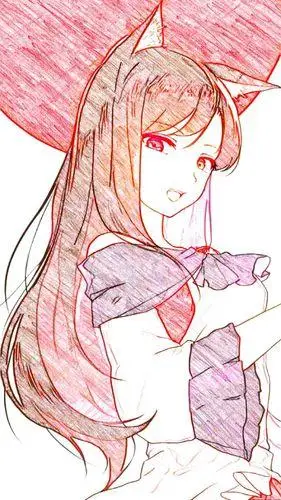 二次元少女简笔画彩色