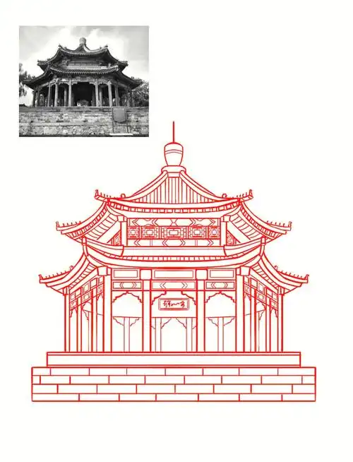 国风元素线稿练习68100古建筑