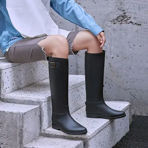 冬季雨鞋女时尚款外穿雨靴加绒保暖高筒防水长筒女士水鞋防滑水靴