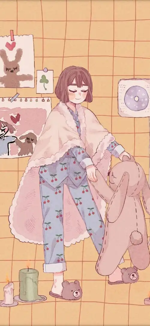 爱女孩插画少女心手机壁纸