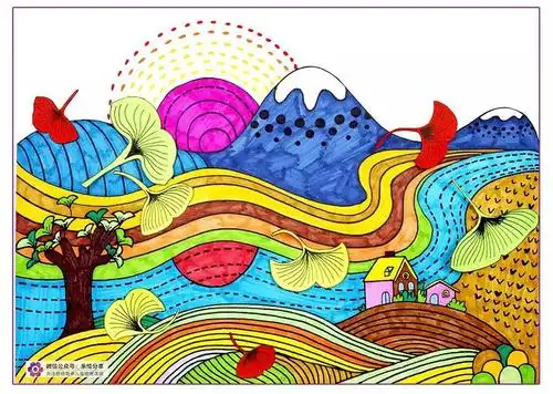 创意儿童画教程|秋天的线条和色彩