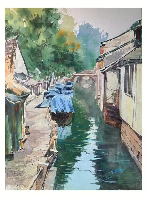 水彩  #寻找小红书绘画大神  #江南水乡  #江南  #绘画  #水彩风景