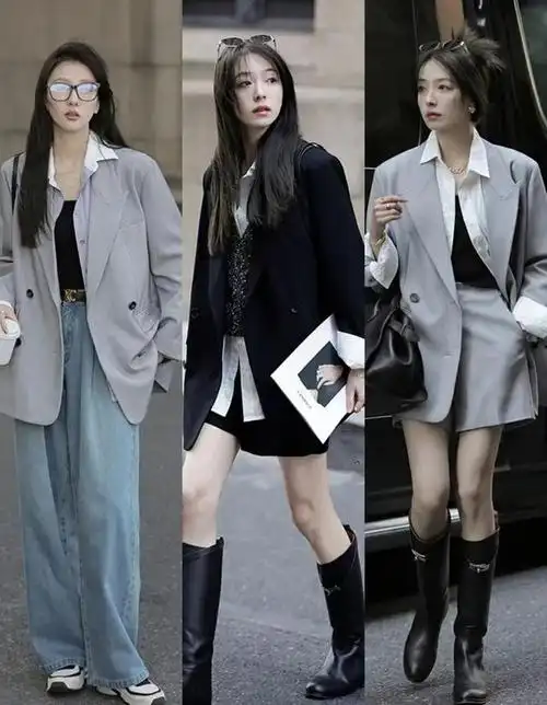 春日"西装"外套穿搭示范,深色系沉稳成熟,浅色系清新自然