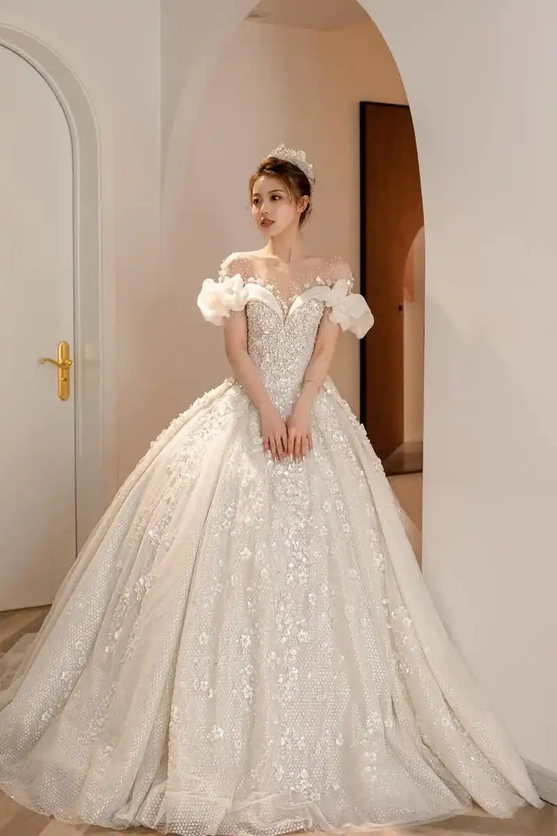 ellarosa一字肩婚纱