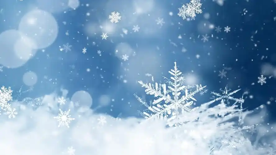 4k唯美下雪场景背景视频淡雅蓝科技背景