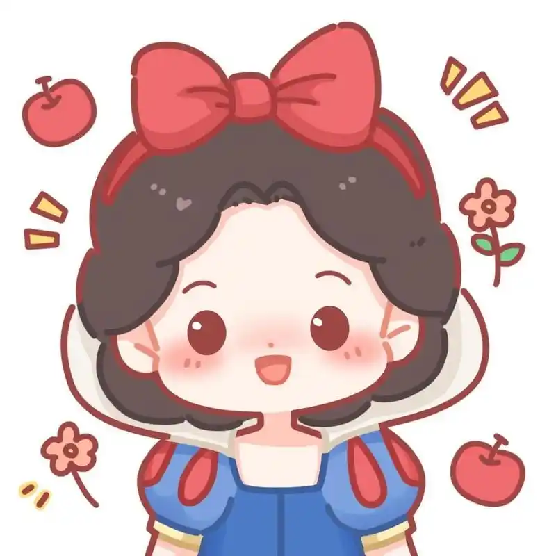 白雪公主小q版来了 觉得白雪公主的头发就是要黑黑的～所以调了两种