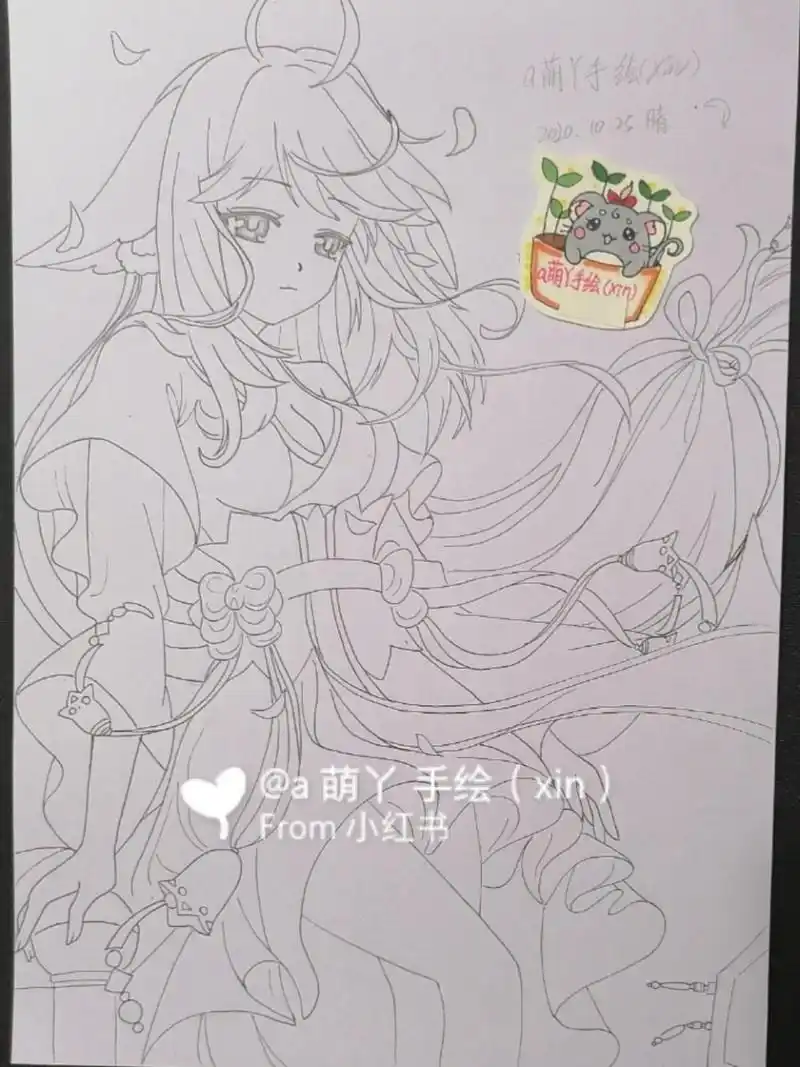 狐妖小红娘涂山苏苏红红手绘画线稿临摹画 临摹出自动漫:《狐妖小红娘