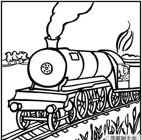 卡通火车简笔画