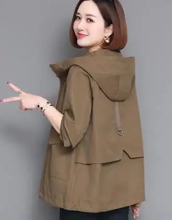 女装春秋百搭韩版休闲工装女士小个子连帽短外套女上衣小外套风衣女