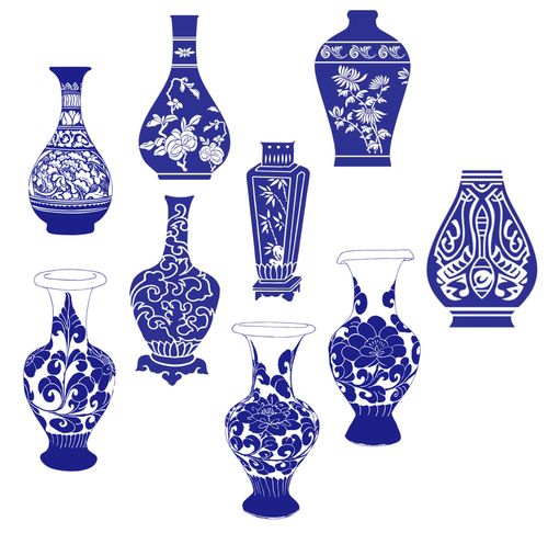 青花瓷瓶子贴纸中国风客厅屏风柜子办公室幼儿园教室装饰布置墙贴