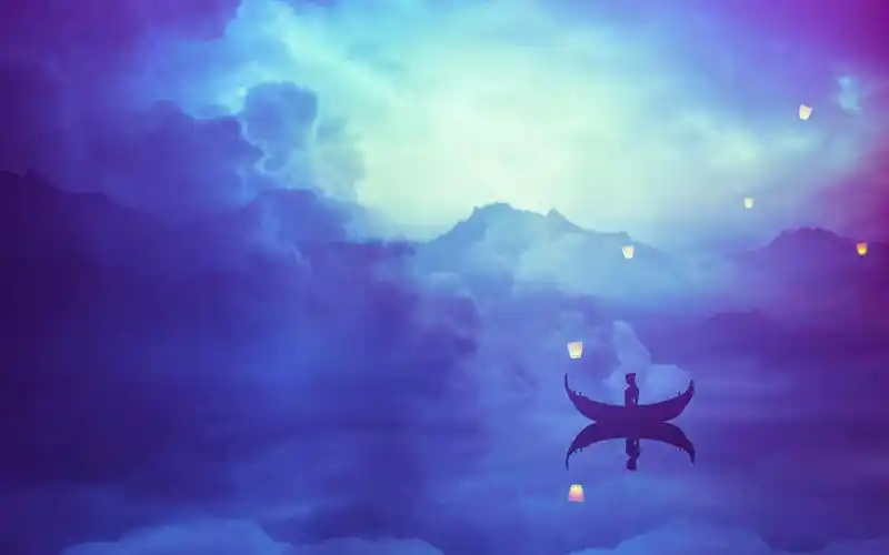 好看的蓝色晕染静谧天空动漫场景唯美画面桌面壁纸下载