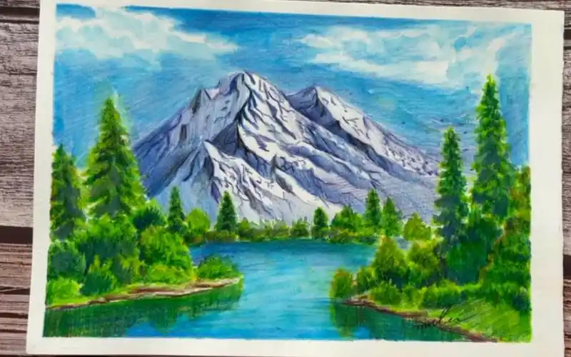 【彩铅】唯美彩铅风景绘——青山绿水