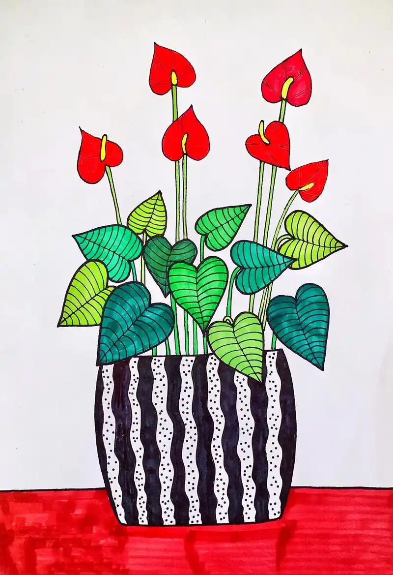 红掌植物儿童简笔画