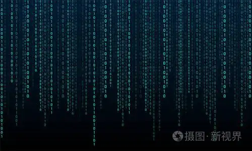 数字零和数据和技术概念的黑色背景的二进制代码