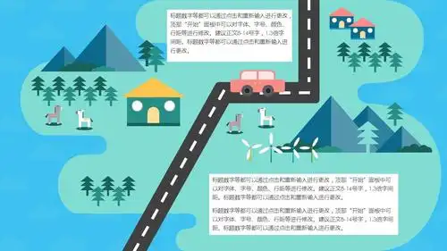 行程安排卡通路线ppt模板