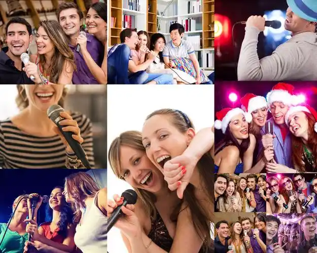 一起k歌的人们摄影高清图片