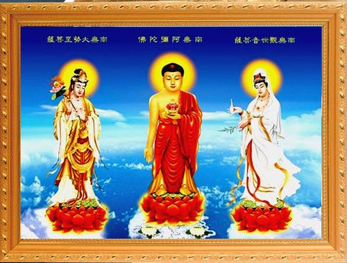 开光 结缘 西方三圣 佛画像 三维立体画 35*50