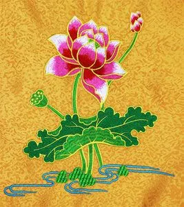 出水莲花戒定真香 佛教绣品/桌围/佛帐/经盖/横幅佛堂38cm*65cm