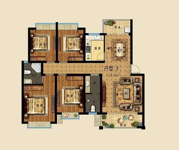 景瑞上府时尚奢华四居室140平