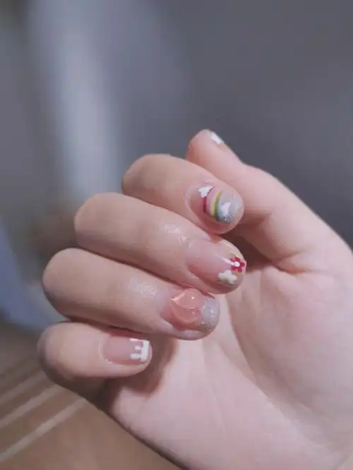 夏日甜蜜水蜜桃美甲手绘可爱美甲
