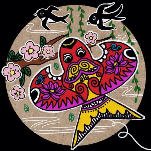 创意美术儿童画忙趁东风放纸鸢放风筝