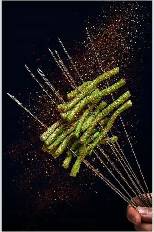 香辣豆角烤串图片