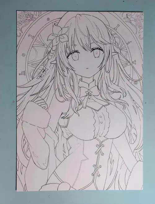 居然忘记把原图裁剪成a4大小再临摹了#少女线稿  #线稿  #动漫手绘