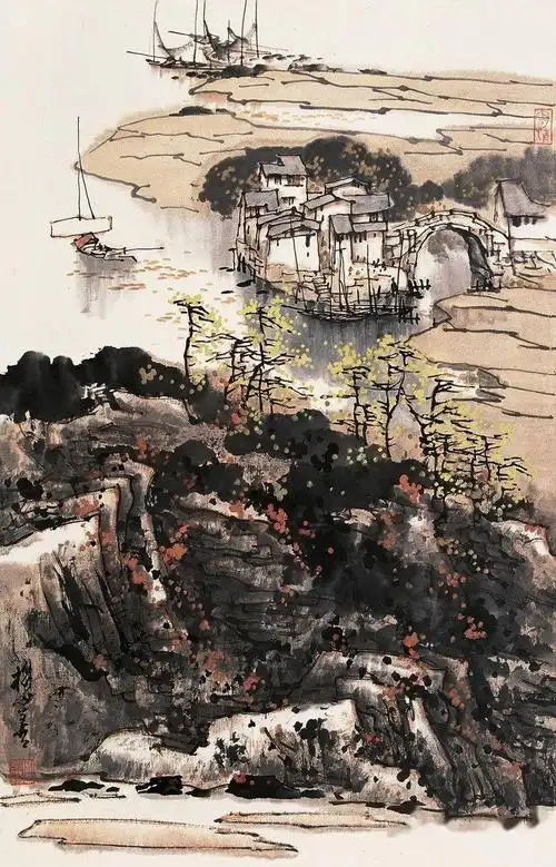 他笔下的江南水乡充满浪漫温馨和美感