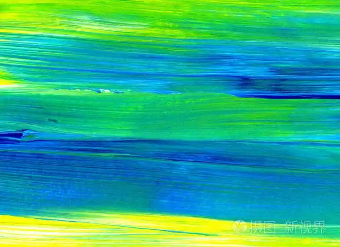 抽象丙烯酸绘画中的混合色为绿色,蓝色,黄色.用作背景,纹理,设计元素