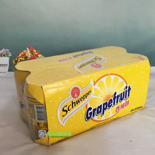 包邮 香港进口 schweppes 玉泉西柚味苏打汽水 330ml *8 易拉罐