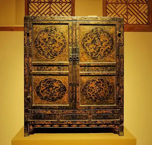 黑漆描金龙纹方角药柜(明万历)