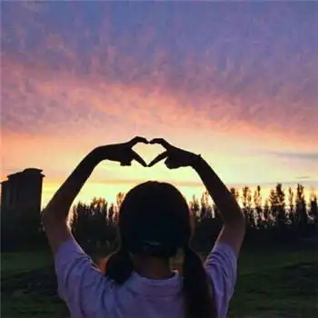 在夕阳下和你表达我的爱心情侣头像唯美背影一对