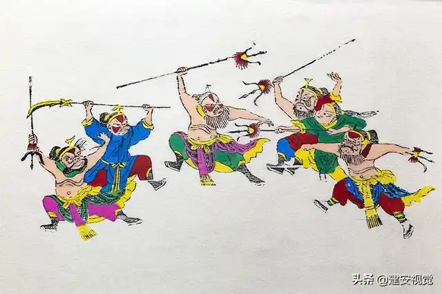 滑县木版画历经500余年不衰横幅画五鬼闹钟馗诙谐幽默