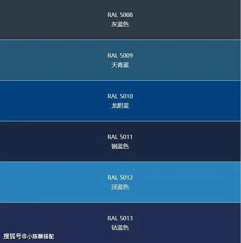 比如淡蓝,天青蓝等 带有一定灰度的蓝色,而会比钴蓝,钢蓝色这种很深很