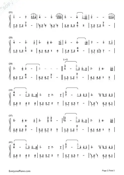 记得-两个女人的战争片头曲双手简谱预览2