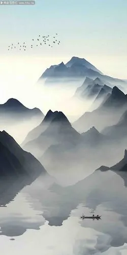 江山如画中国风山水画图片