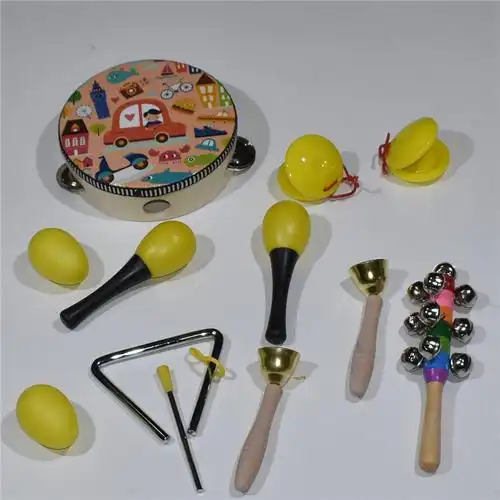 乐器教材幼儿园婴儿童早教音乐课教具沙锤套装组合黄色黄色铃鼓7件套