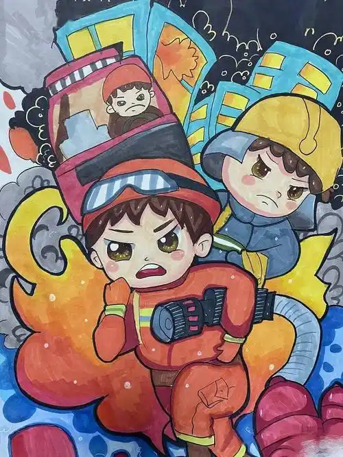 我是小小消防员绘画作品巡展之一快来投票有奖品