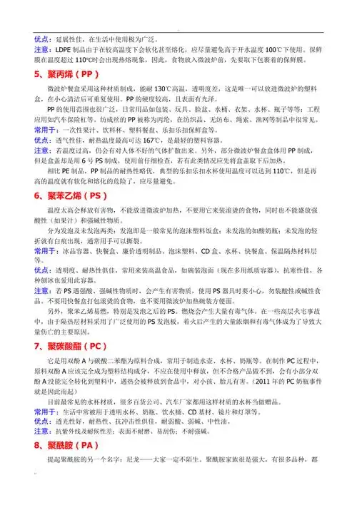 常见塑料制品分类