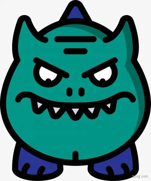 可爱尖牙齿搞怪怪物